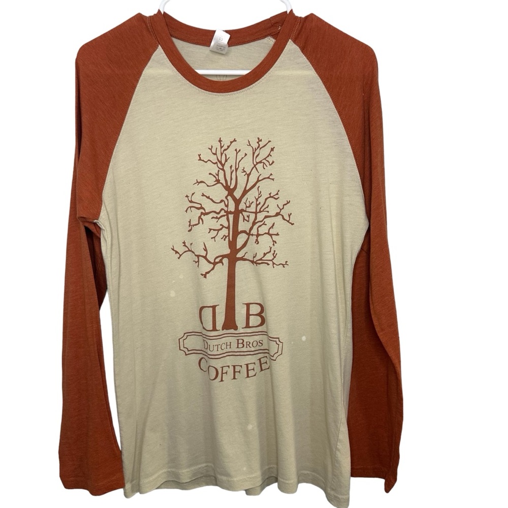 Dutch Bros Women’s Long Sleeve Burnt Orange/Brown+Cream Tree SMALL+MEDIUM